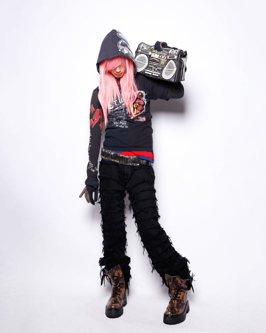 *one-off hybrid hooded cut sew, with detachable gloves
