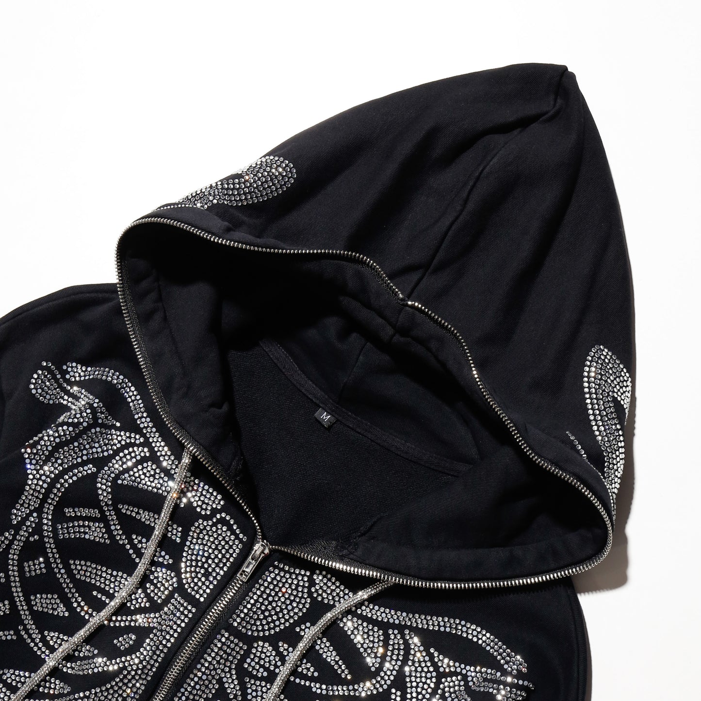 vintage skelton butterfly mask rhinestone hoodie