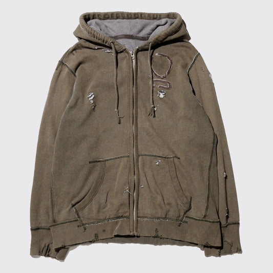 vintage emblem broken hoodie