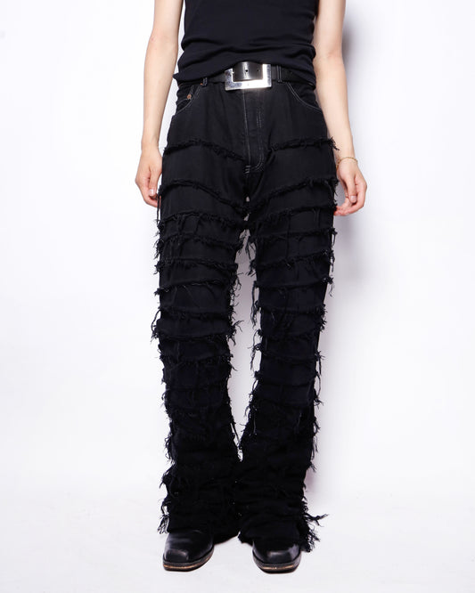 *one-off tsugihagi jeans, model-black finish