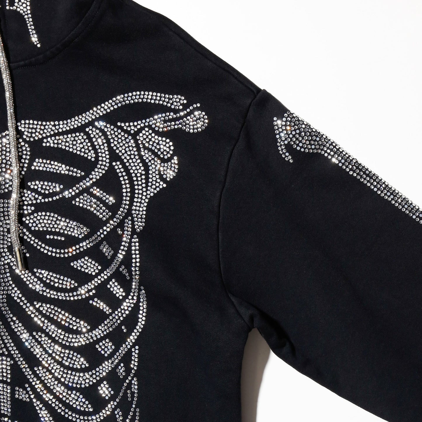 vintage skelton butterfly mask rhinestone hoodie