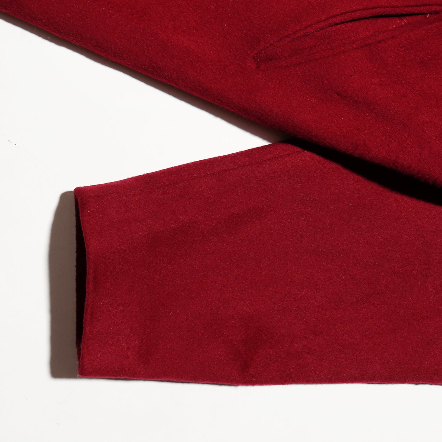 vintage crimson chesterfield wool coat , with paisley liner