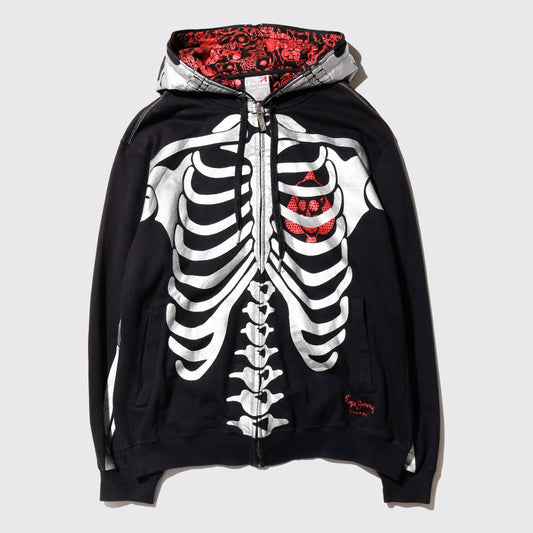 vintage 00's pepe jeans skelton mask hoodie, with chaos liner