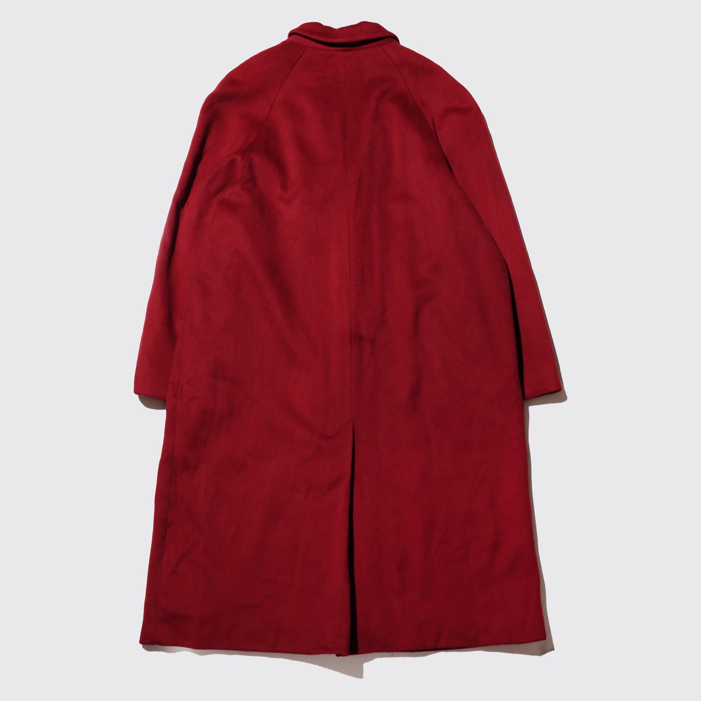 vintage crimson chesterfield wool coat , with paisley liner