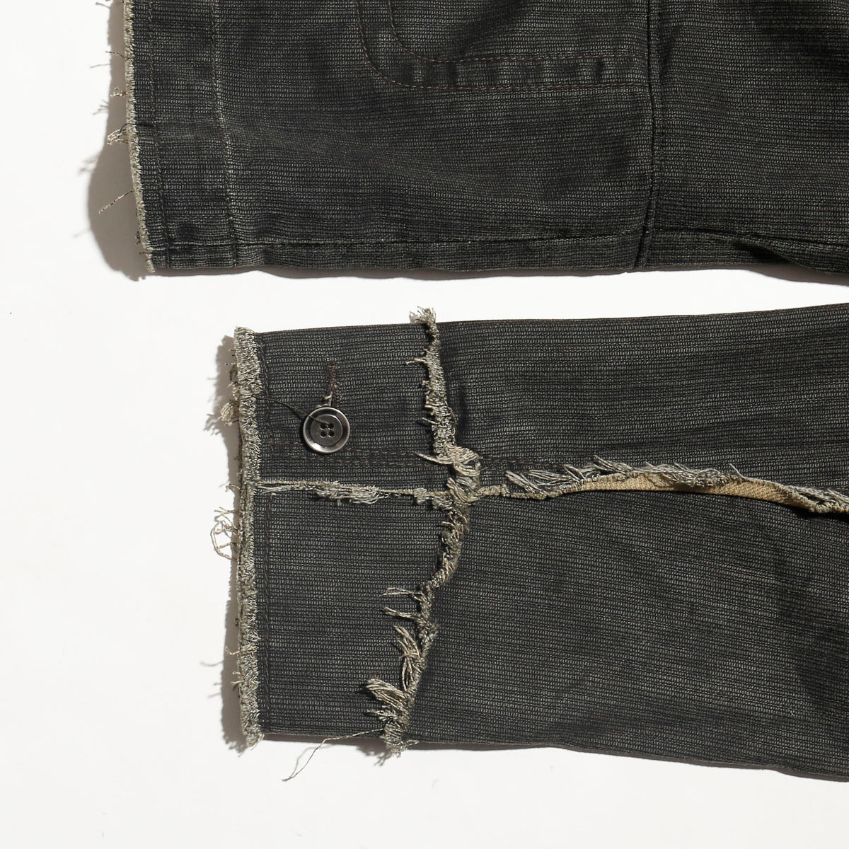 vintage distressed cropped jacket, with dogtag pins