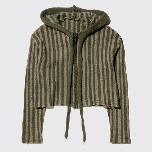 vintage cropped border knit hoodie