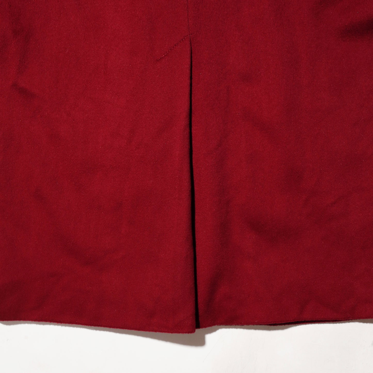 vintage crimson chesterfield wool coat , with paisley liner