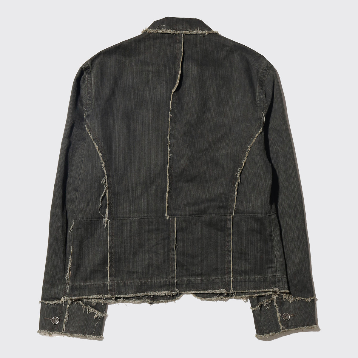vintage distressed cropped jacket, with dogtag pins