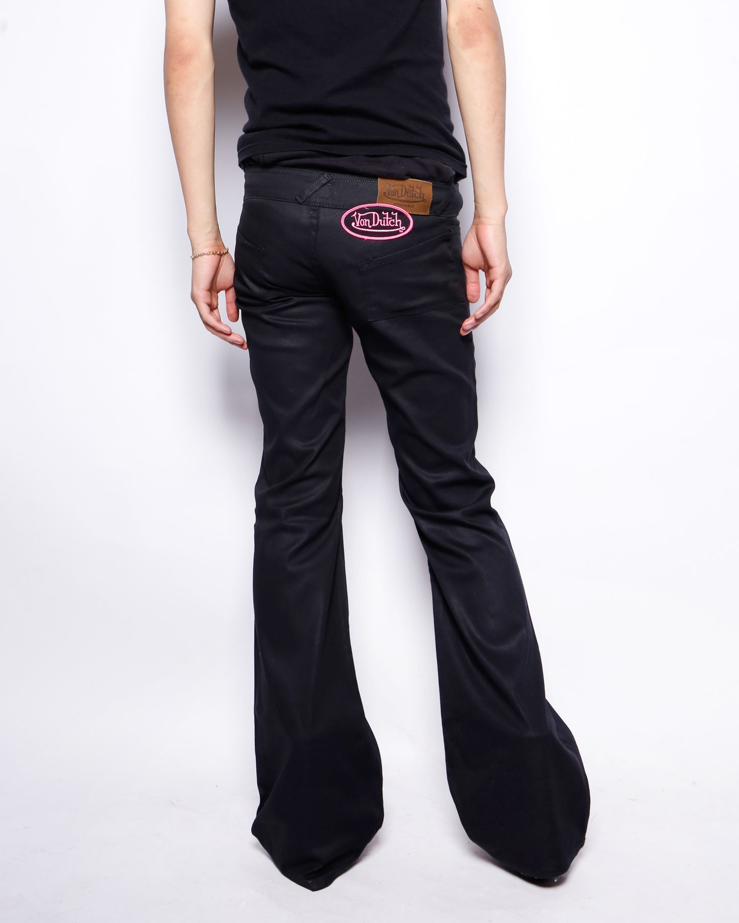 vintage 00's von dutch low rise luster flare trousers