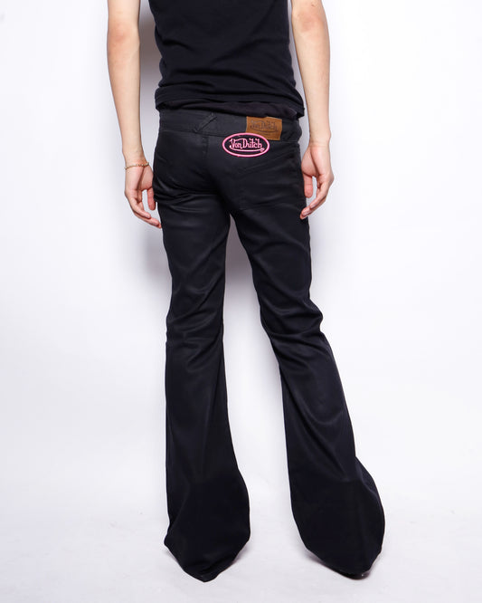 vintage 00's von dutch low rise luster flare trousers