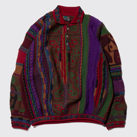 vintage coogi 3d knit polo sweater