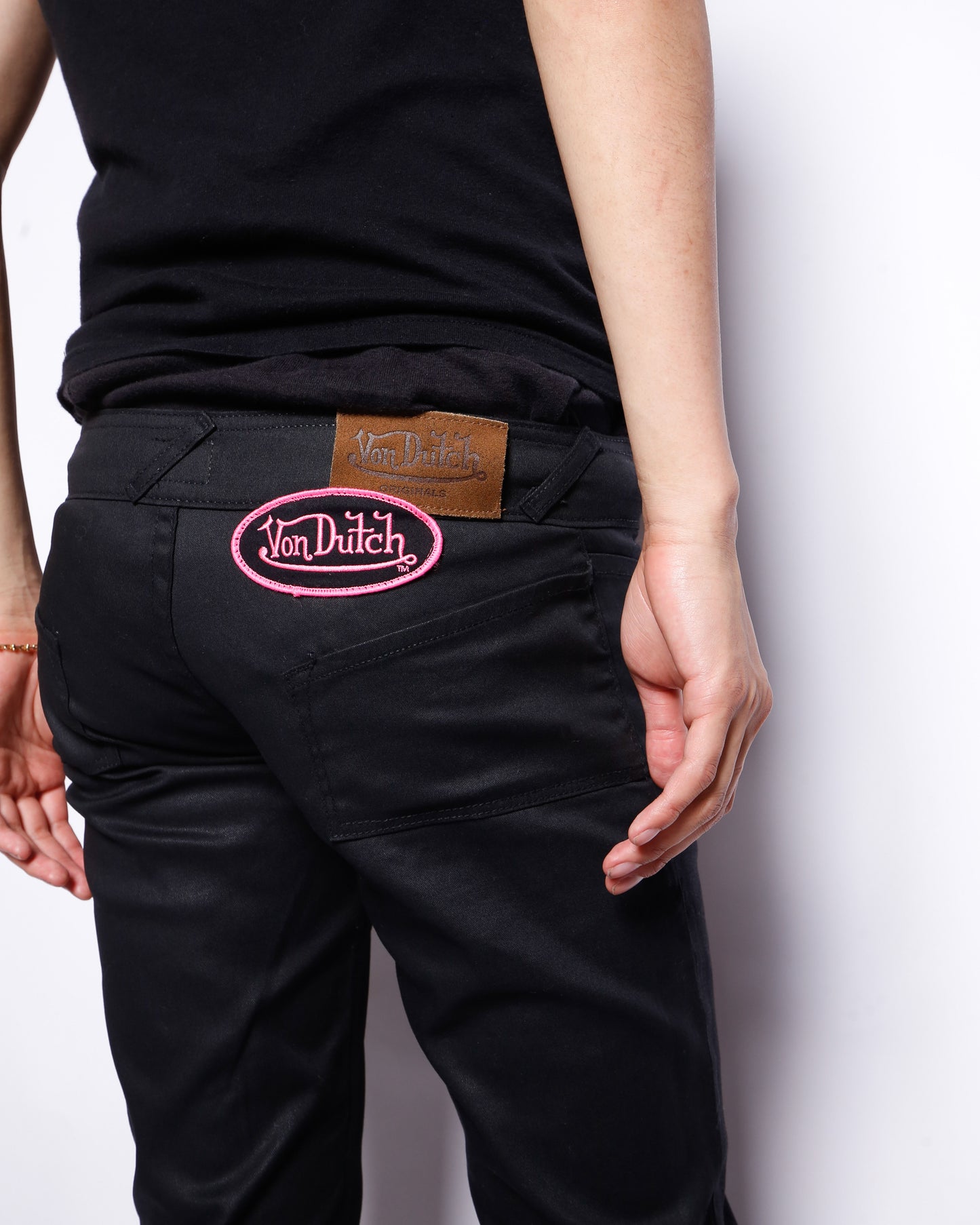 vintage 00's von dutch low rise luster flare trousers