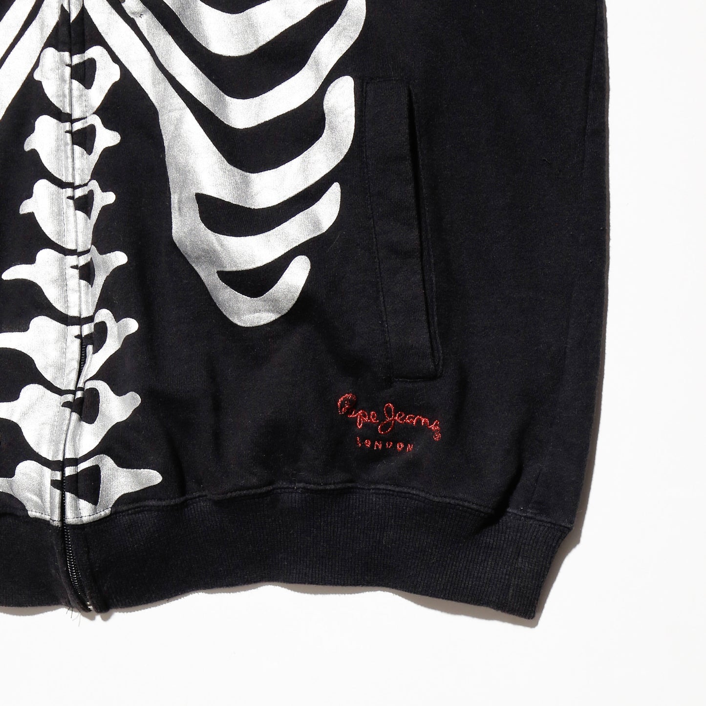 vintage 00's pepe jeans skelton mask hoodie, with chaos liner