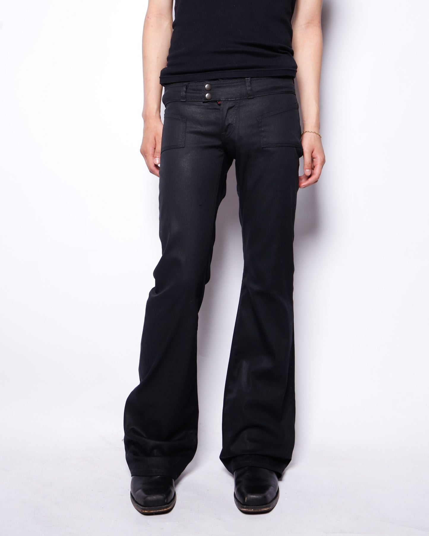 vintage 00's von dutch low rise luster flare trousers