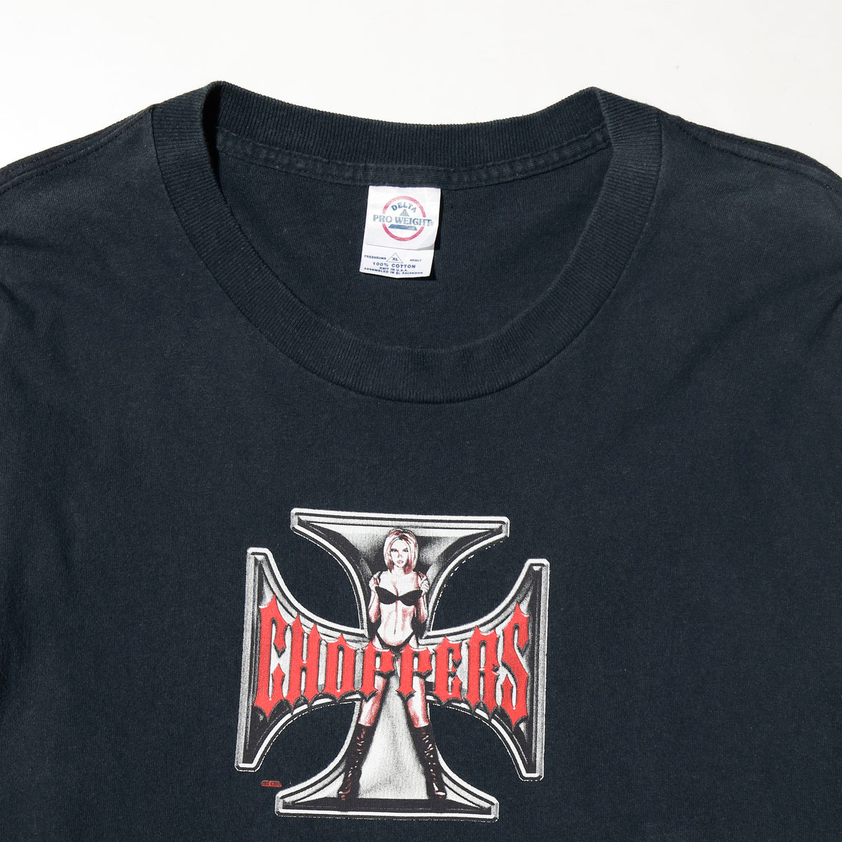 vintage choppers iron cross pin up l/s t-shirt
