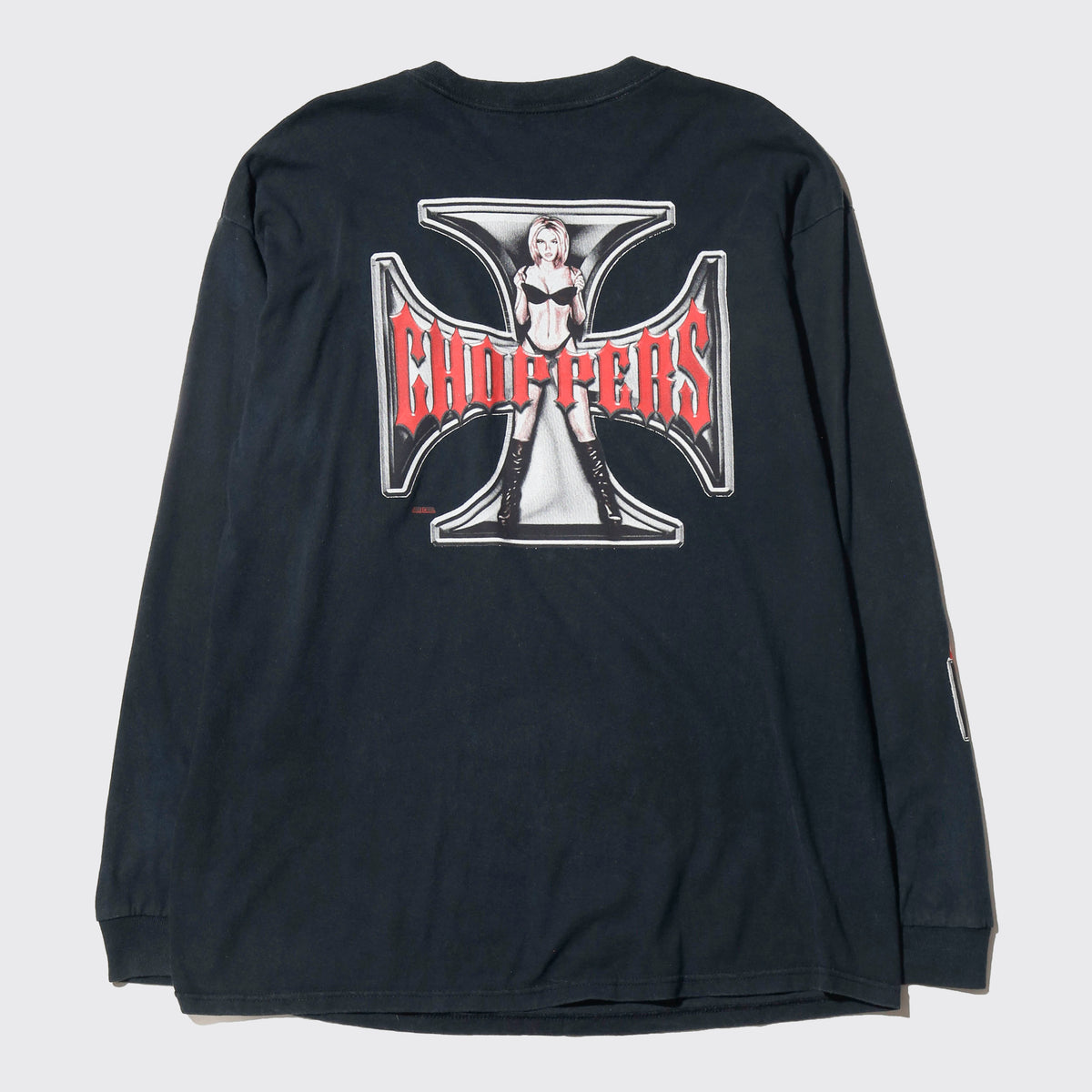 vintage choppers iron cross pin up l/s t-shirt