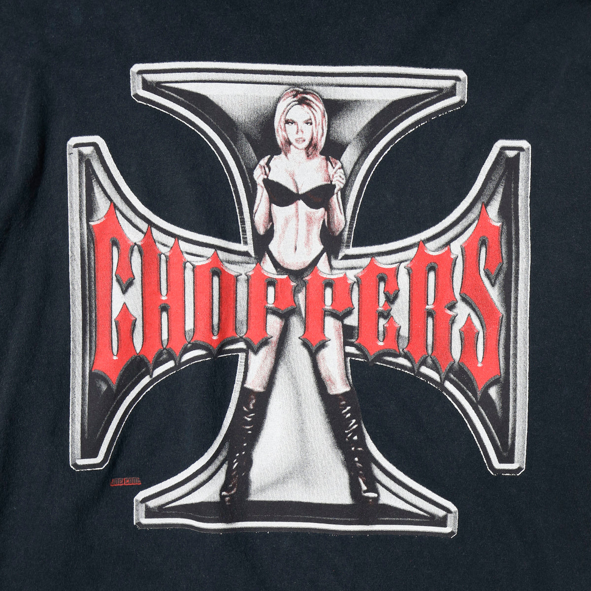 vintage choppers iron cross pin up l/s t-shirt