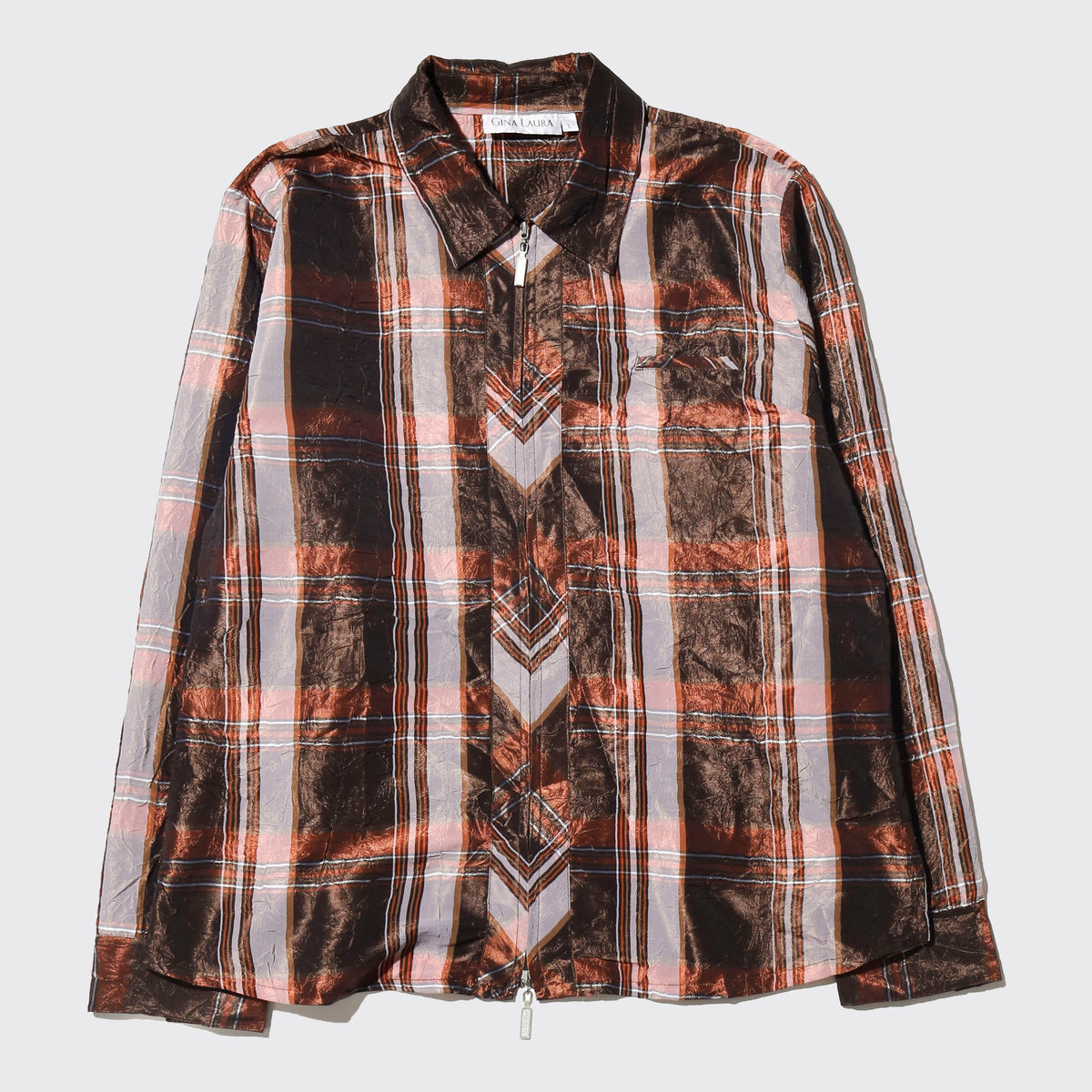 vintage shinny check zipped shirt