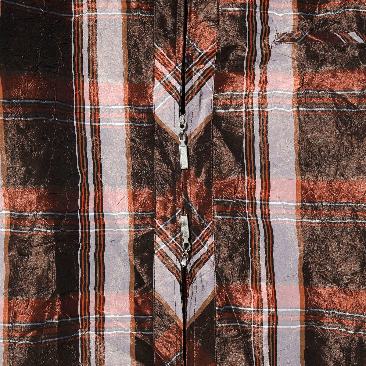 vintage shinny check zipped shirt