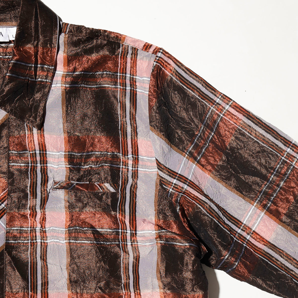 vintage shinny check zipped shirt