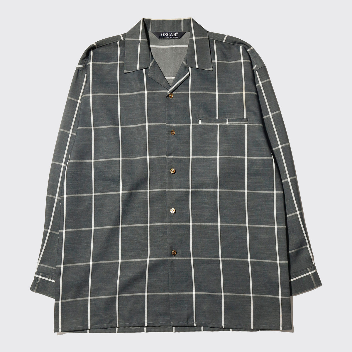 vintage window check open collar shirt