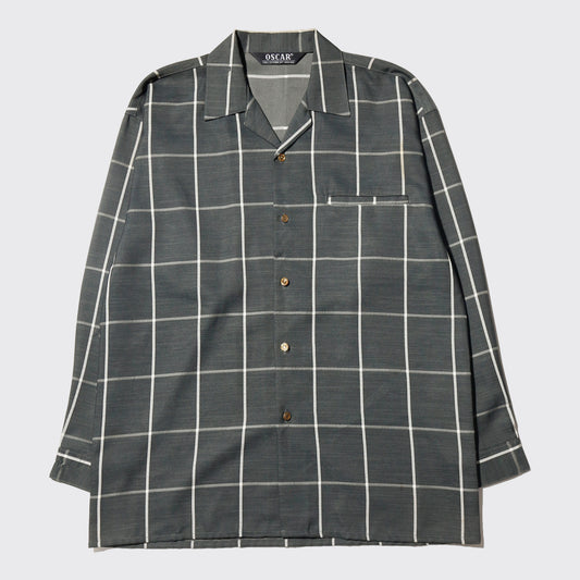 vintage window check open collar shirt