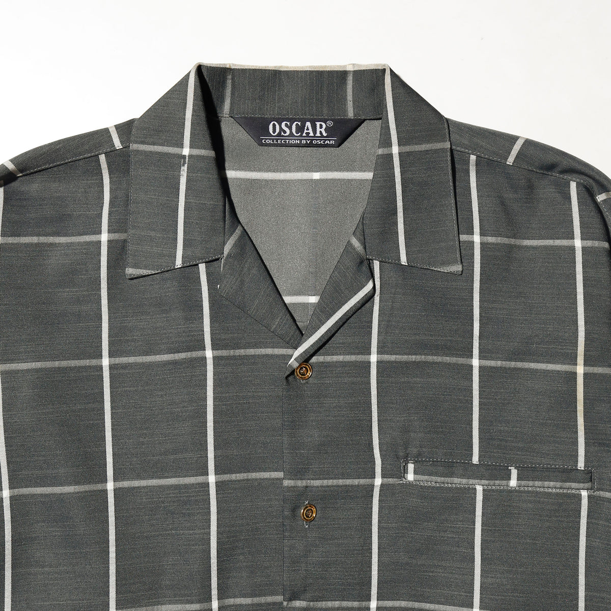 vintage window check open collar shirt