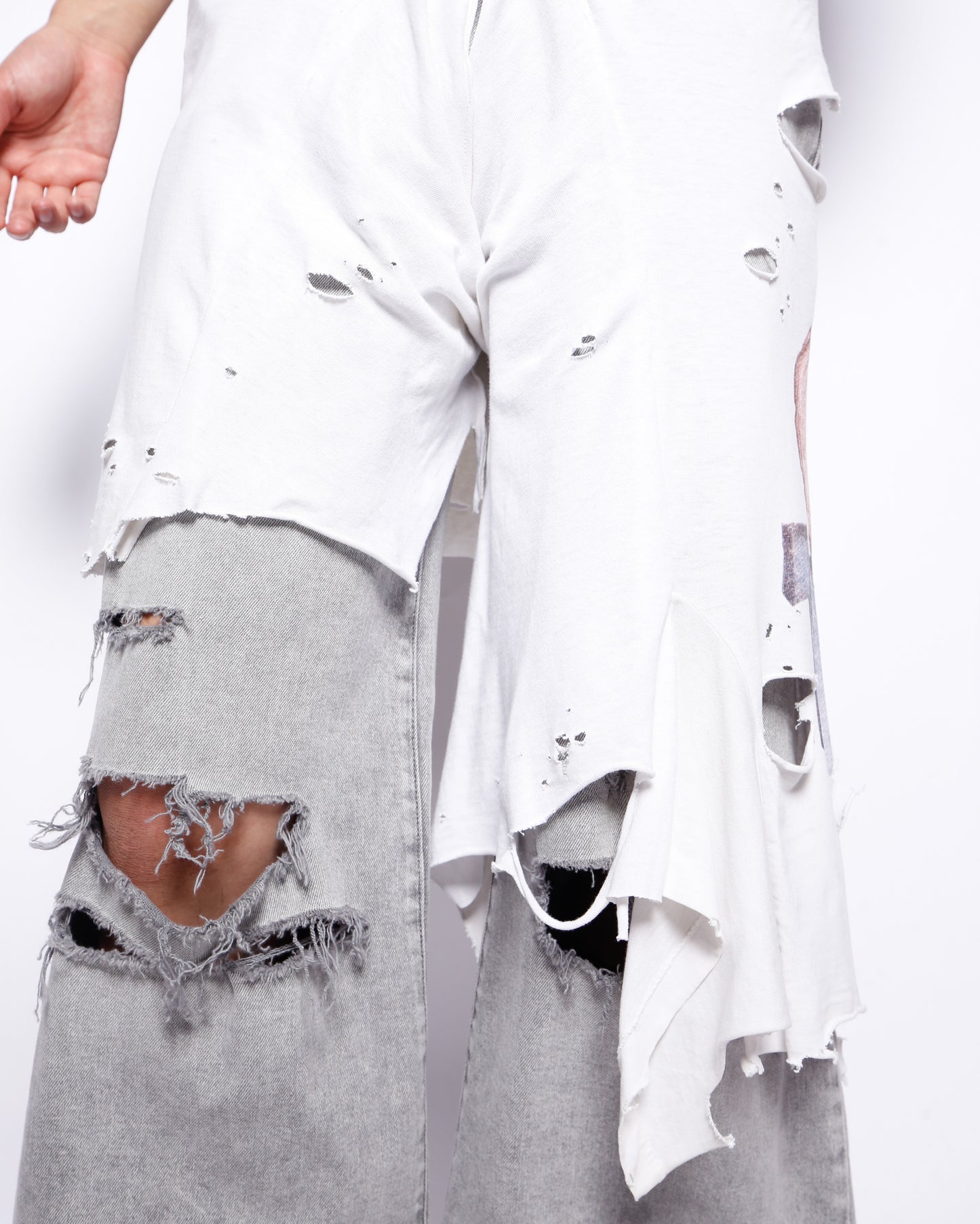 *one-off broken layered jeans
