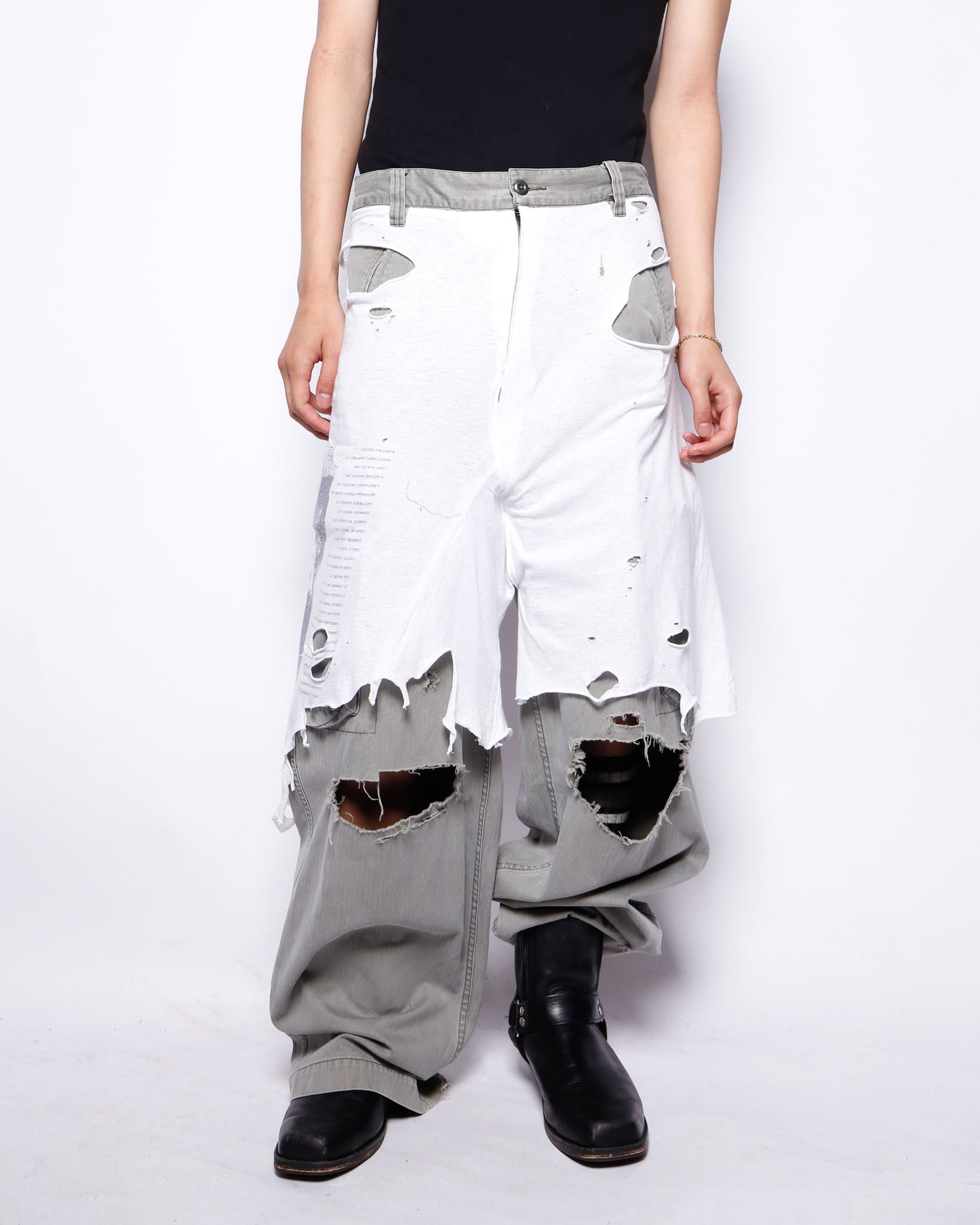 *one-off broken layered trousers