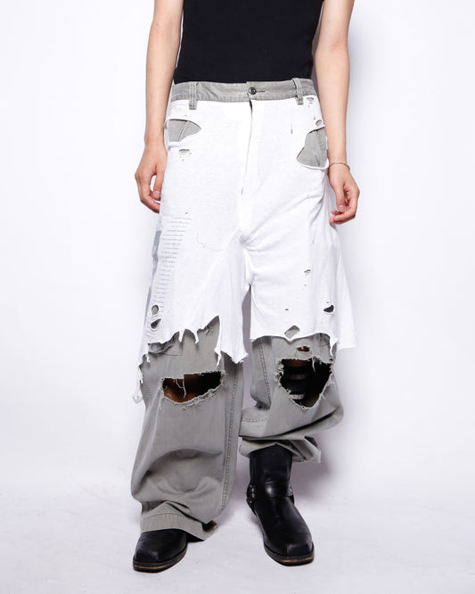 *one-off broken layered trousers