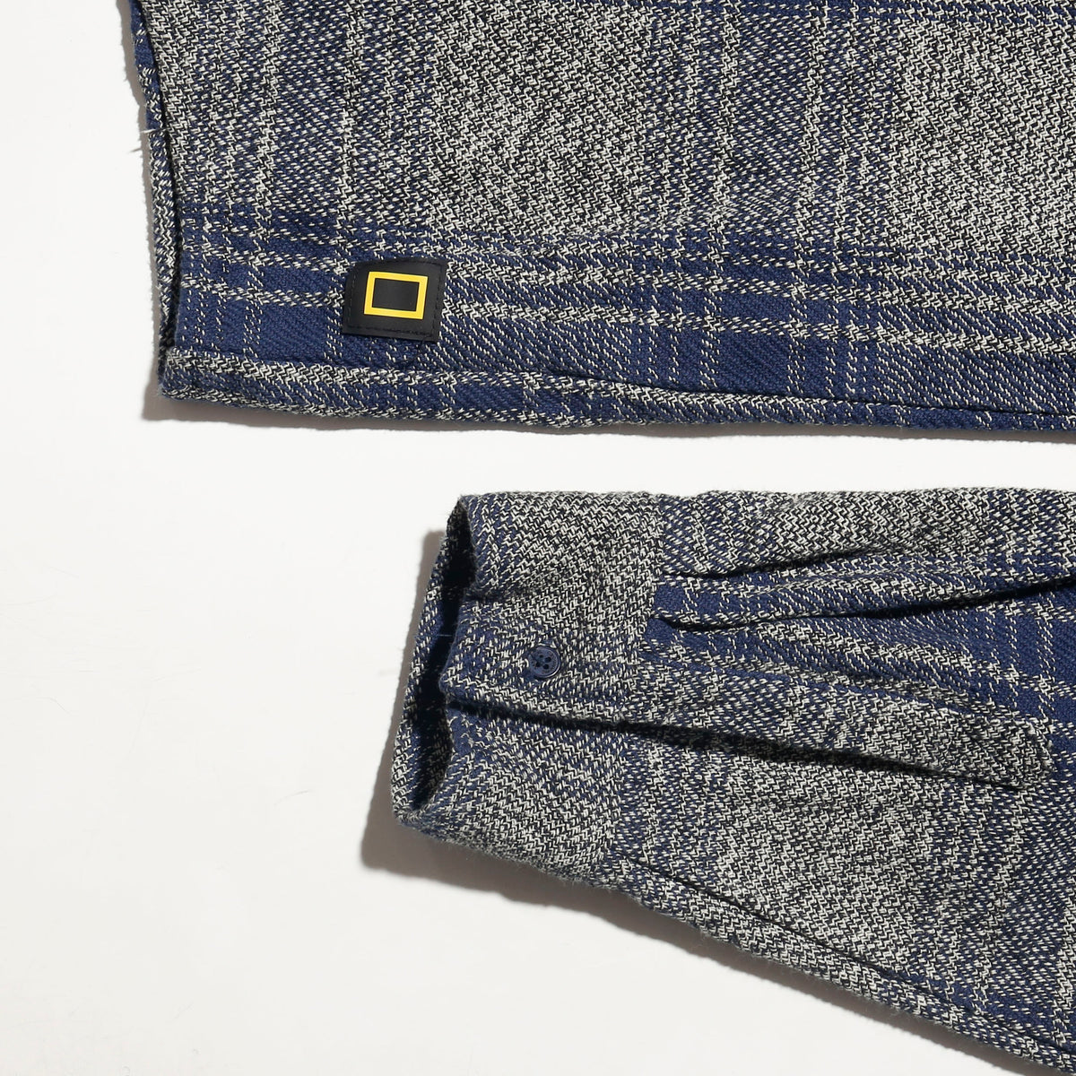 vintage ombre check heavy flannel shirt,with copper badge
