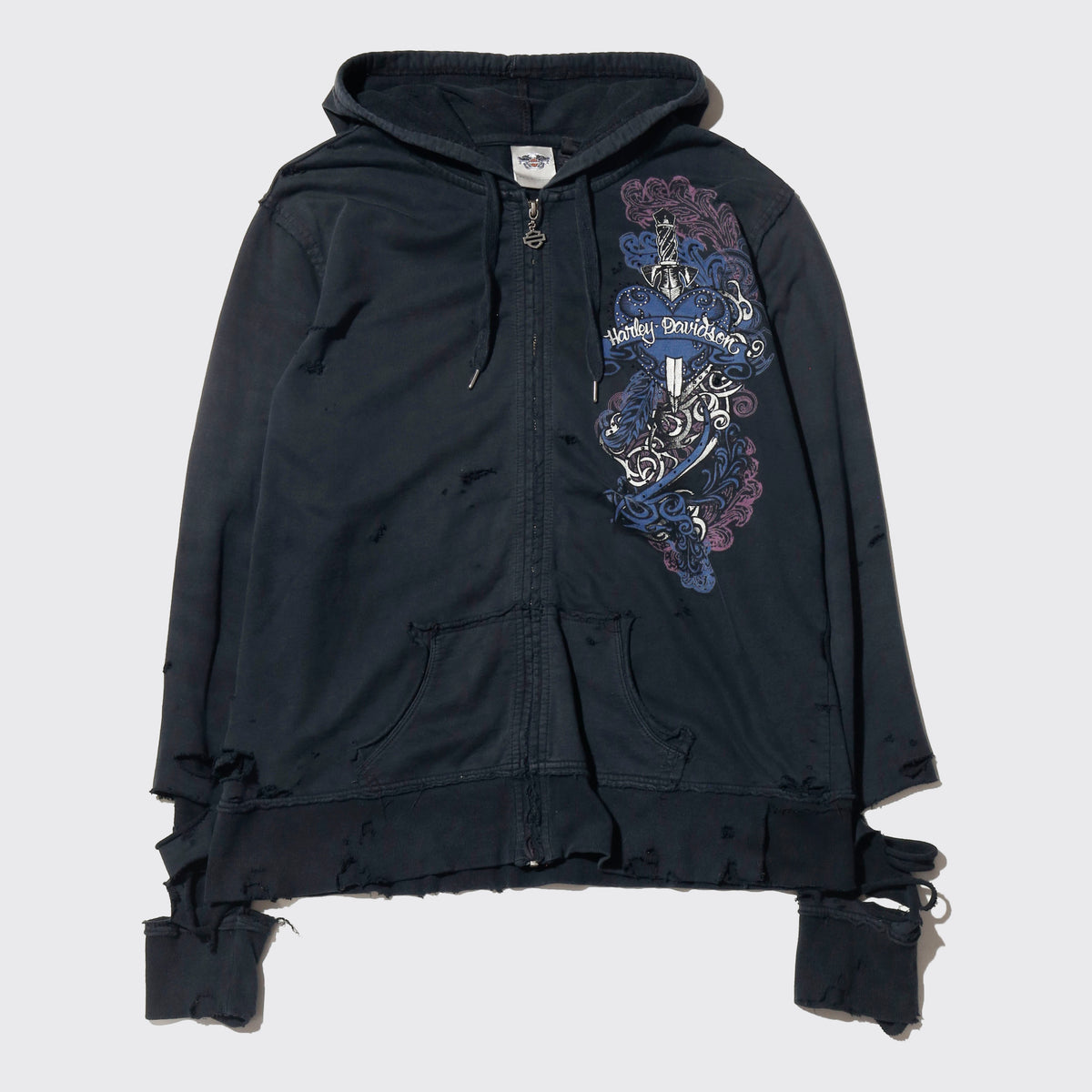 *one-off 00's harley-davidson broken tattoo hoodie