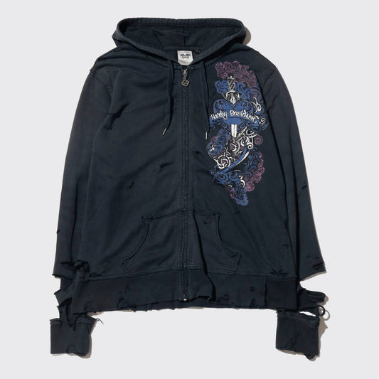 *one-off 00's harley-davidson broken tattoo hoodie