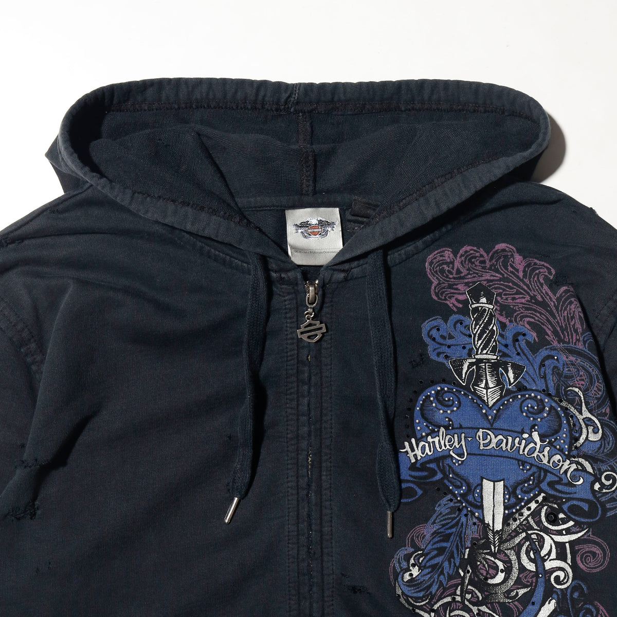 *one-off 00's harley-davidson broken tattoo hoodie