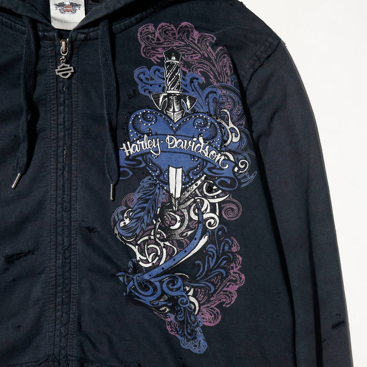 *one-off 00's harley-davidson broken tattoo hoodie