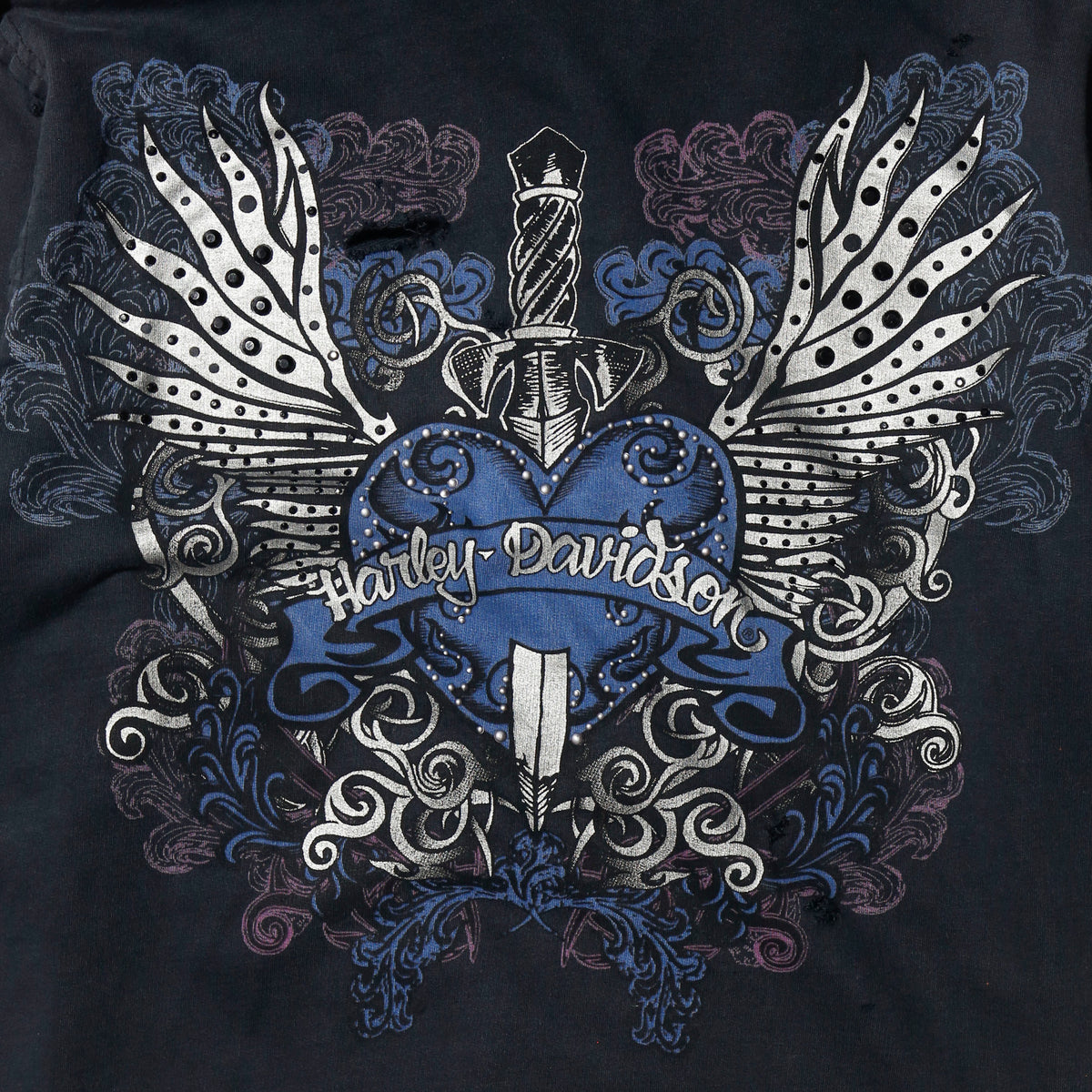 *one-off 00's harley-davidson broken tattoo hoodie