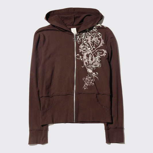 vintage floral tribal cropped hoodie