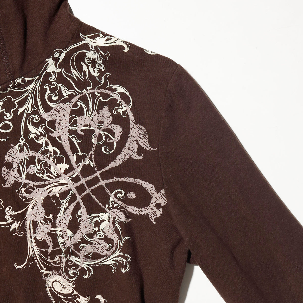 vintage floral tribal cropped hoodie