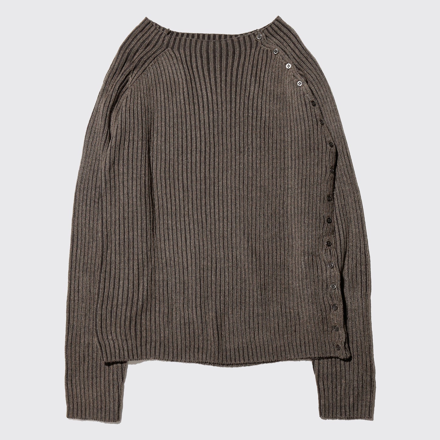 vintage slanting button rib sweater