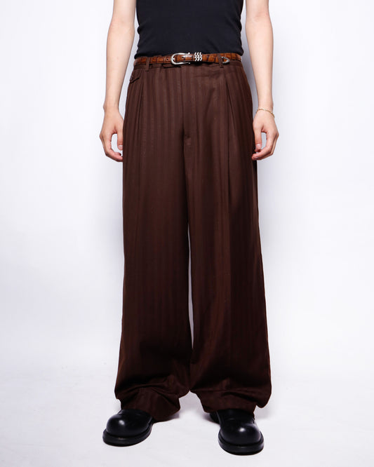 vintage tucked lame stripe wide slacks
