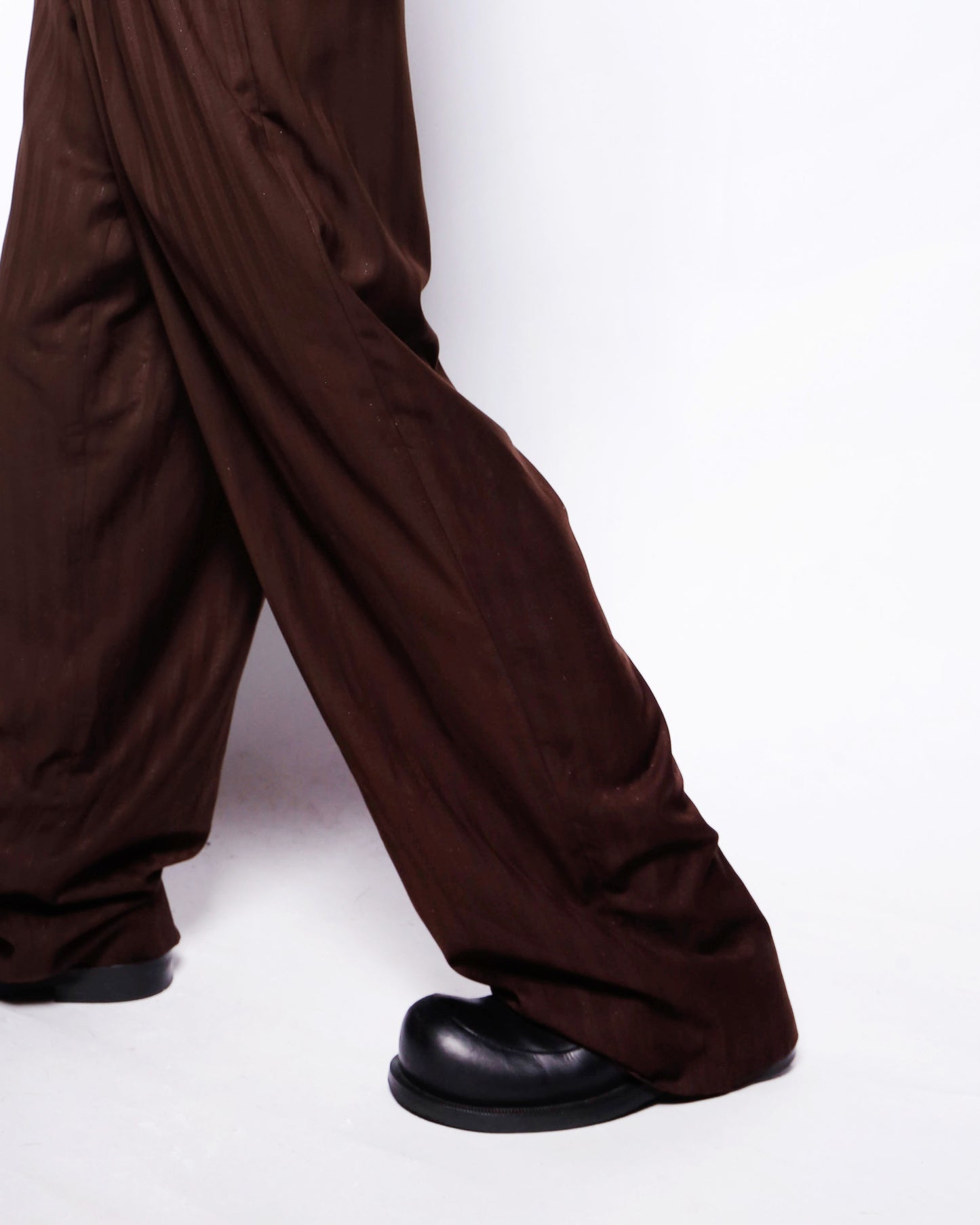 vintage tucked lame stripe wide slacks
