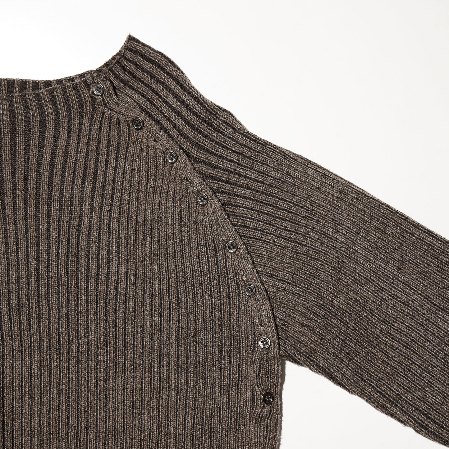 vintage slanting button rib sweater