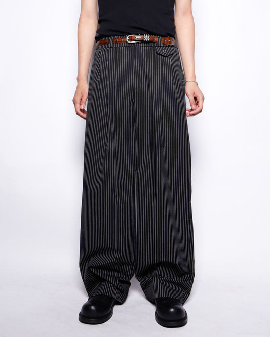 vintage tucked stripe wide slacks