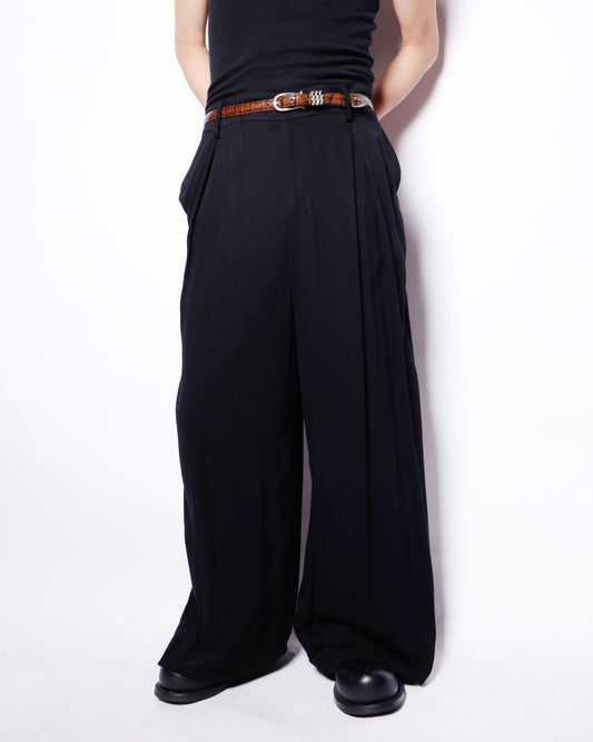vintage drape tucked wide slacks