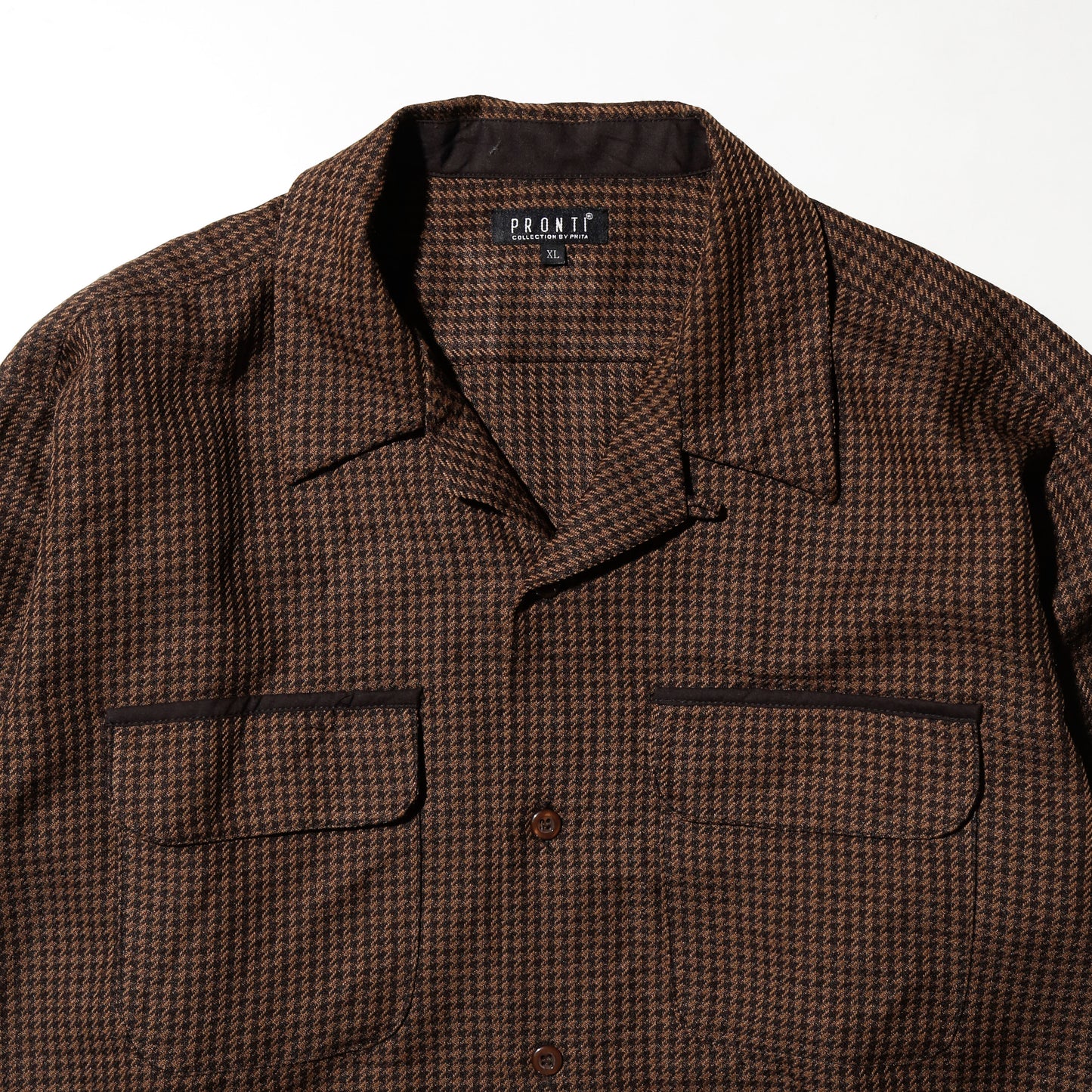 vintage houndstooth open collar shirt