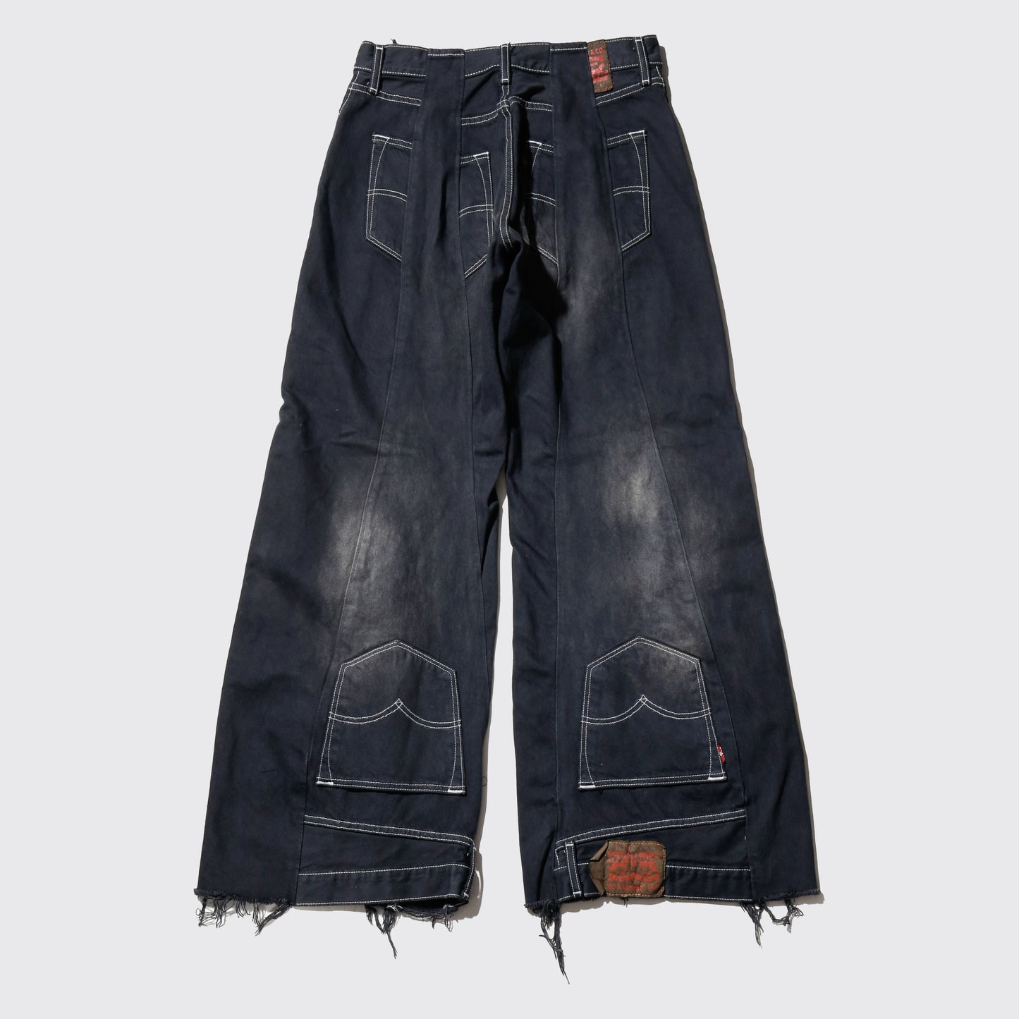 *one-off upside down baggy jeans: model-fade finish