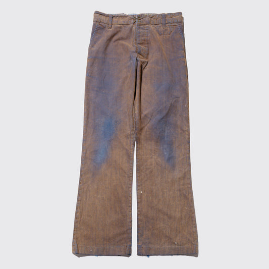 vintage flocked fade flare trousers