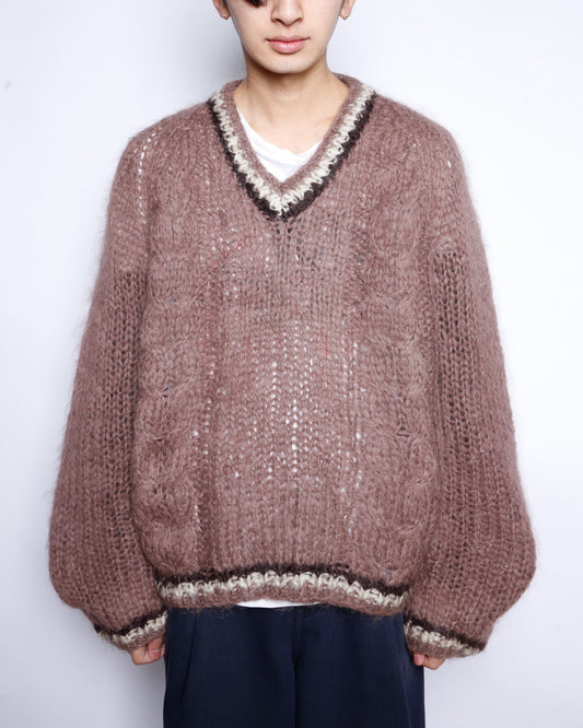 vintage euro hand knit mohair tilden sweater