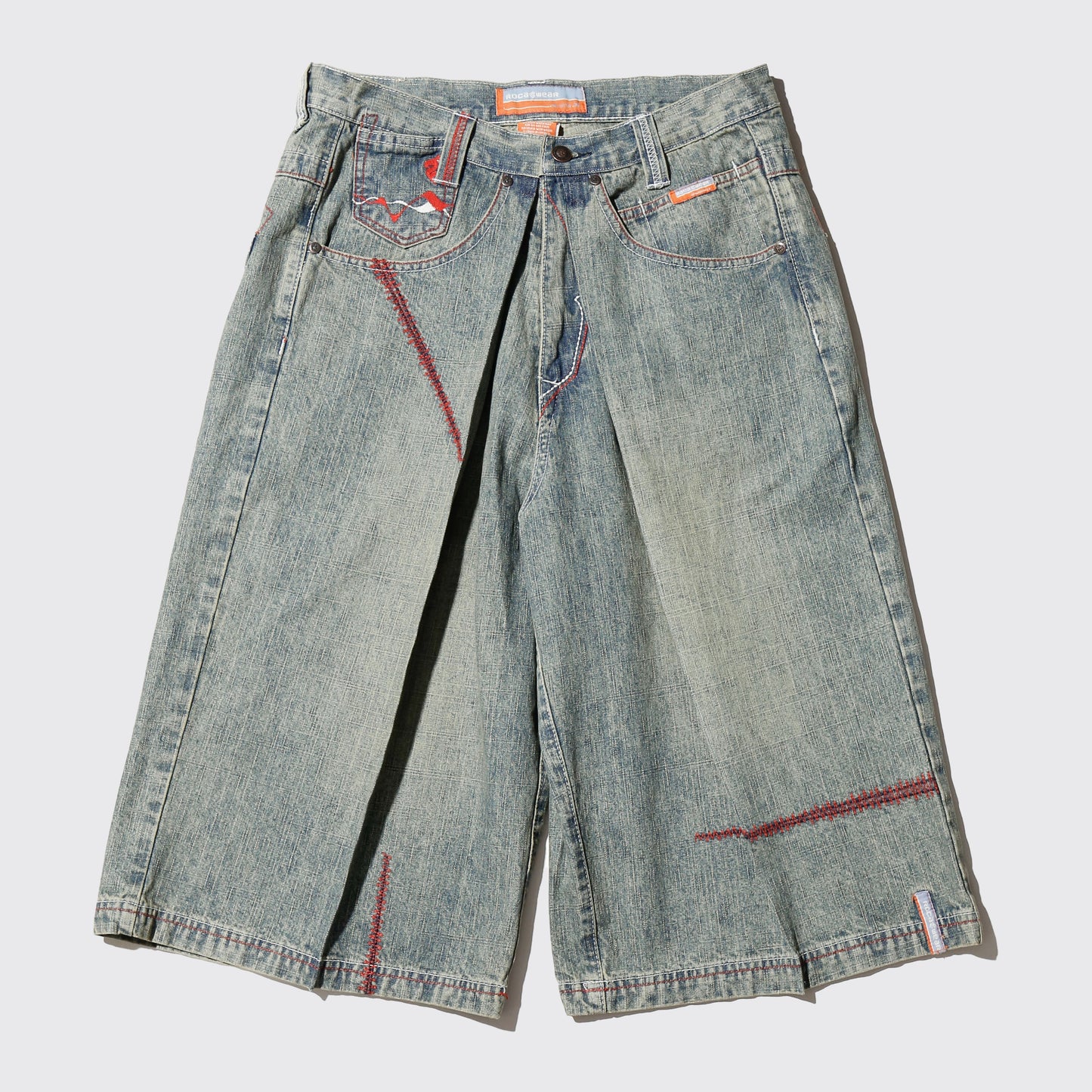 vintage rocawear center tuck slashed baggy shorts