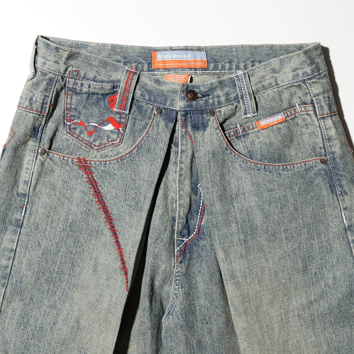 vintage rocawear center tuck slashed baggy shorts